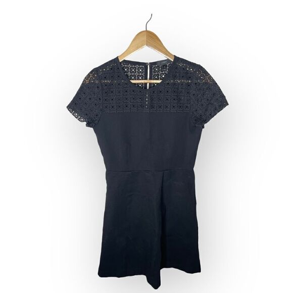 J. Crew Black Eyelet Dress #A2982 Size 6 - Picture 3 of 9